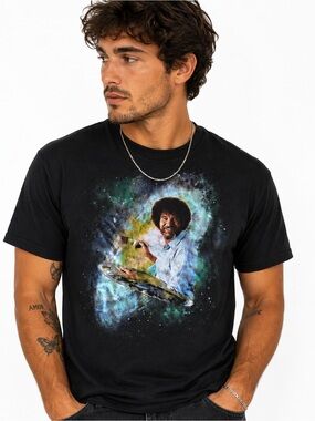 Bob Ross Graphic Tee Cosmic Galaxy Paint Shirt Size Medium
